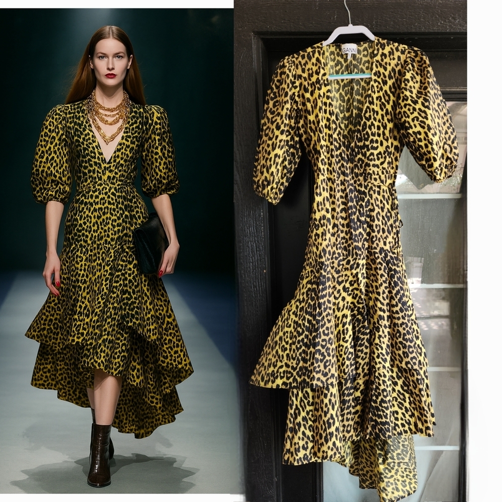 Leopard Print V-Neck Dress